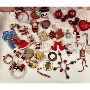 Estate Lot Of 40 Vintage Christmas Ornaments Blow Molds Handmade ,glass Bulbs